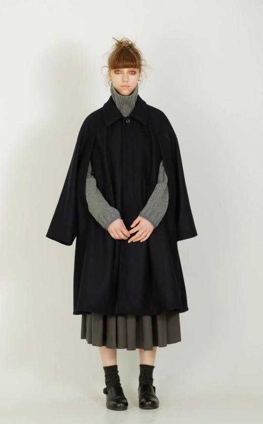 ECOLE DE CURIOSITES 深海军蓝洛登羊毛披风大衣(全内衬) 商品图9