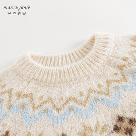 马克珍妮女童文艺费尔岛风绵羊毛针织毛衣2024年秋冬新款241681 商品图3