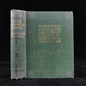 约20世纪早期 莫蒂默·曼培斯《战争印象》 99幅彩色插图 漆布精装大32开