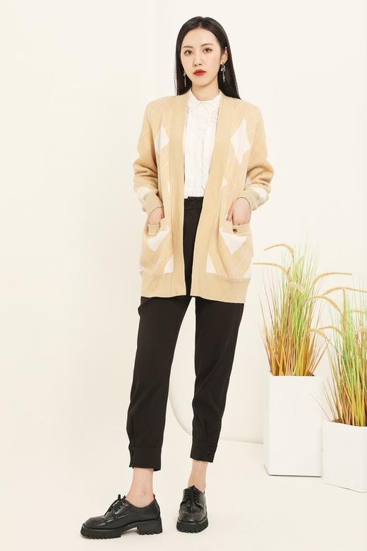 LNNNS 菱形格纹羊毛针织开衫 14684 商品图1