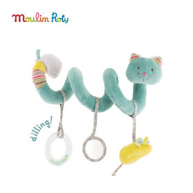 Moulin Roty 蓝色小猫多功能床绕车绕 床挂 适合年龄0岁+ 胡须猫猫系列 法国品牌 660060