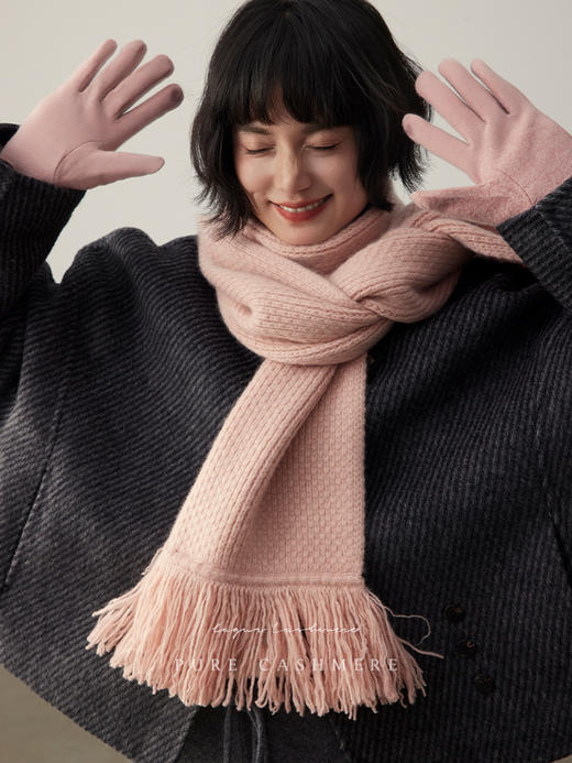 轻奢系列！超大高支365G！重工又带风！2024新款纯山羊绒毛须围巾加厚冬款！ 商品图5