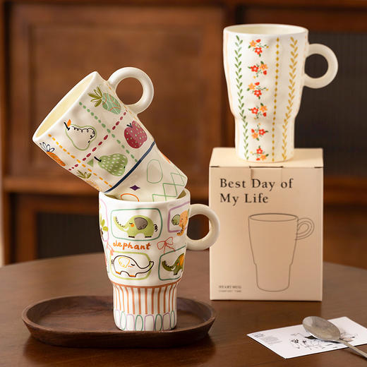 摩登主妇陶瓷马克杯宿舍用特别好看的杯子大容量早餐杯家用喝水杯 商品图3