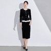 IWY/黑色丝绒职业套装女法式赫本风秋季新款时尚显瘦长袖套裙通勤工装1024CS010 商品缩略图0