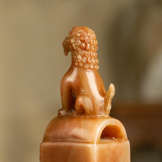 清 陈祖望款寿山石瑞兽钮诗文印章 商品图2