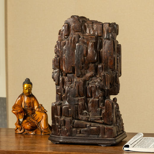 清 沉香木雕香山九老人物山子摆件 商品图4