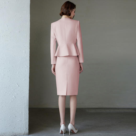 IWY/秋冬粉色女总裁西装套裙女长袖珠宝接待工作服主持人演讲录课套装C2084+S2083 商品图4