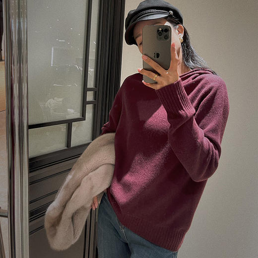 【顺丰包邮】43238 洛诗琳百分百羊毛无缝一体双面穿针织卫衣3391 商品图4