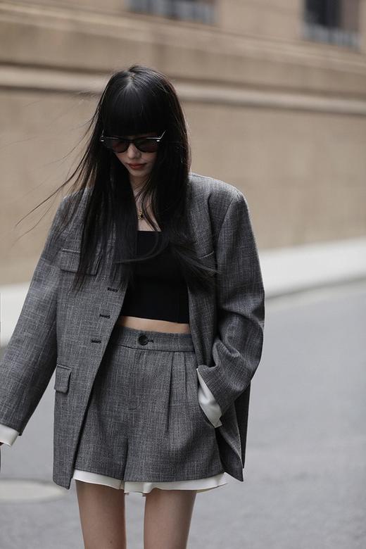 Le Malene 深灰色时髦无领西装外套 19340 商品图9