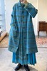 MAKU textiles｜羊毛棉湖蓝条纹长外套大衣 商品缩略图0