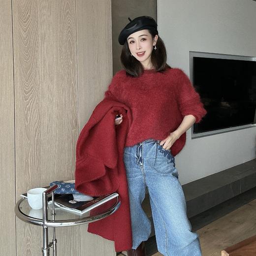 PIANAI冷小姐# 100%纯山羊绒 圆领拉毛毛衣 商品图2