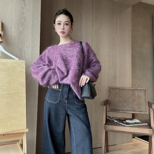 PIANAI冷小姐# 100%纯山羊绒 圆领拉毛毛衣 商品图1