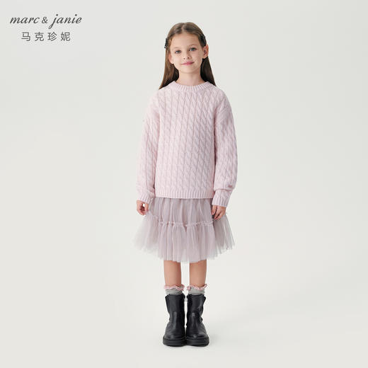 马克珍妮男女童立体扭花绵羊毛毛衣2024年秋冬新款241803 商品图2