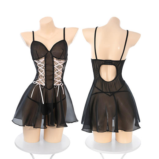 霏慕 私欲缠绵心动透身感睡裙7812 情趣内衣吊带连体黑丝袜性感诱惑睡衣短裙 商品图9