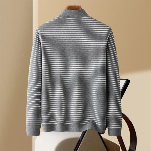 【色织空气层海魂衫】罗蒙春秋长袖T恤男士立领半拉链卫衣男春秋打底卫衣外套男 商品图1