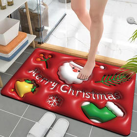【圣诞专属礼物！卡通地垫】新款圣诞卡通硅藻泥风格地垫3D视觉膨胀地垫卫浴吸水垫