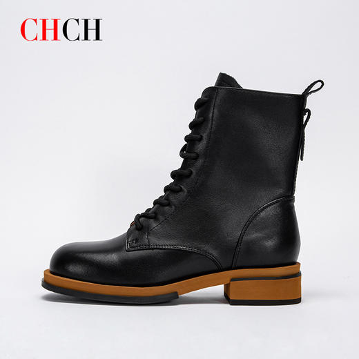 CHCH平衡鞋短靴2024秋冬新品拉链粗跟时尚女靴短靴马丁靴CN2B6141 商品图2