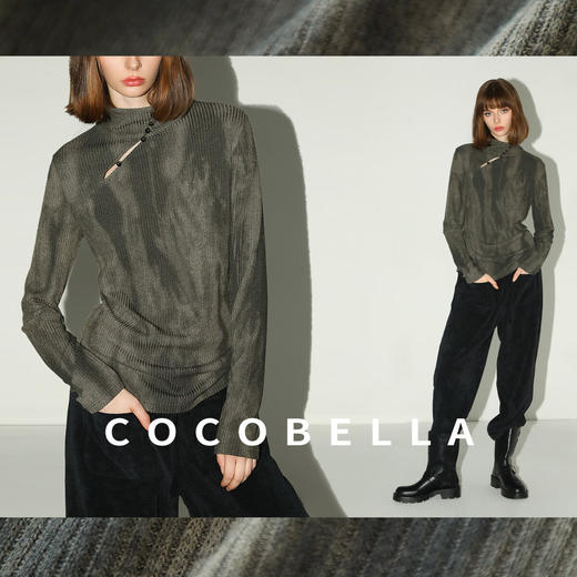 【秒杀】COCOBELLA新中式扎染针织衫设计感温柔气质高领打底衫TS7062 商品图1