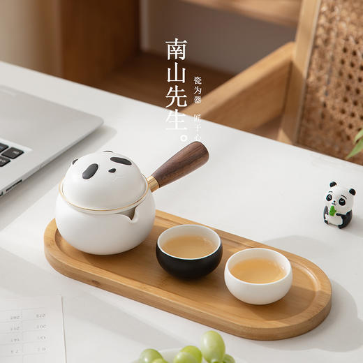 南山先生熊猫侧把旅行茶具快客杯一壶二杯便携茶具套装户外泡茶壶 商品图0