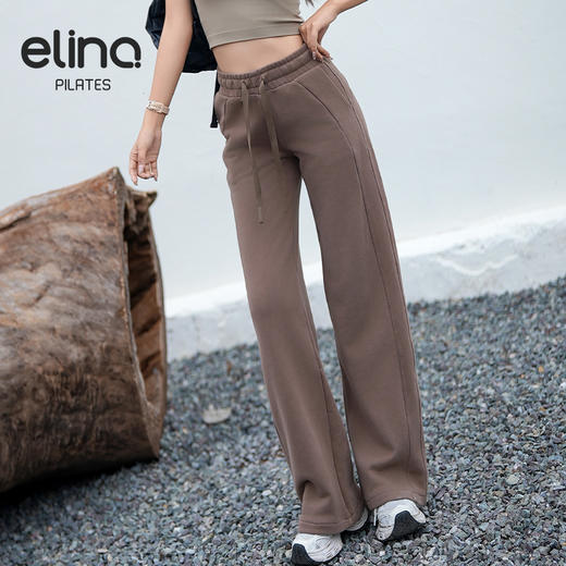 elina一恋普拉提秋冬新款休闲运动高腰直筒加厚阔腿卫裤E-531 商品图2