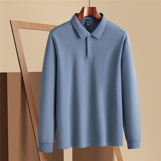 【100%棉 7A抗菌】罗蒙春秋长袖POLO衫男士商务休闲打底纯棉t恤男 商品图7