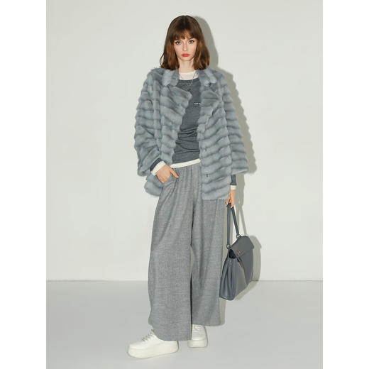 COCOBELLA奢华质感丰盈仿貂绒横排工艺环保皮草外套FU3007-3 商品图3