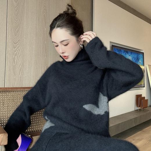 PIANAI冷小姐#蝴蝶鹤绒+绵羊毛套装上衣+半裙 商品图3