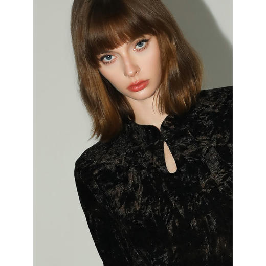 【秒杀】COCOBELLA新中式扎染丝绒衬衫女国风气质立领长袖上衣TS7069 商品图3