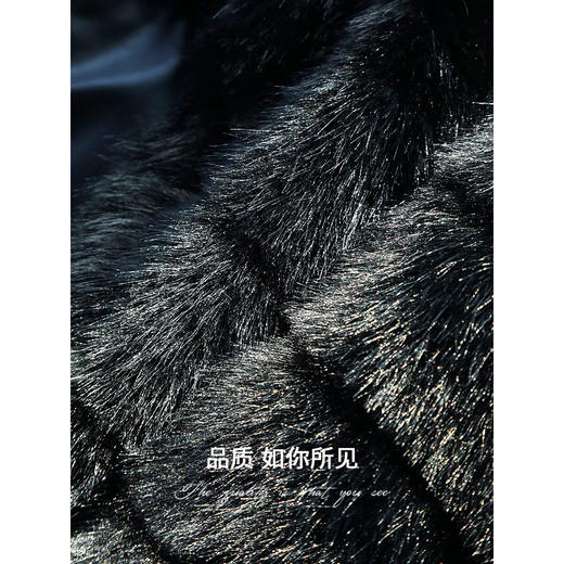 COCOBELLA仿貂绒横排工艺环保皮草外套长款保暖大衣FU3006-2 商品图4