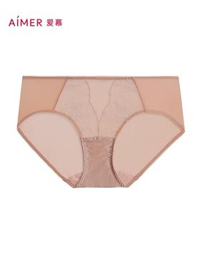 爱慕玫瑰丝语内裤女棉质底裆性感蕾丝中腰平角裤