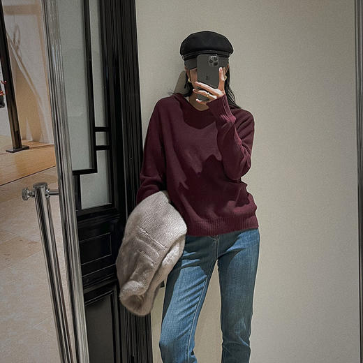 【顺丰包邮】43238 洛诗琳百分百羊毛无缝一体双面穿针织卫衣3391 商品图0