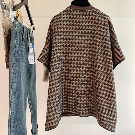 【顺丰包邮】43839 洛诗琳慵懒风氛围感时尚千鸟格羊毛斗蓬299H 商品图4