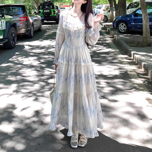 裁缝学苑AS371法式方领复古长袖蛋糕裙连衣裙纸样女装大摆长裙样板 商品图2