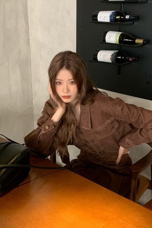 WHO KNOWS 棕红色吊带连衣裙外套套装 19345 商品图2