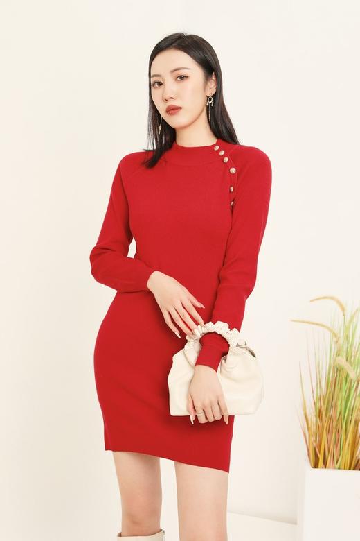 ANSUABEL 高领收腰包臀针织连衣裙 14680 商品图3