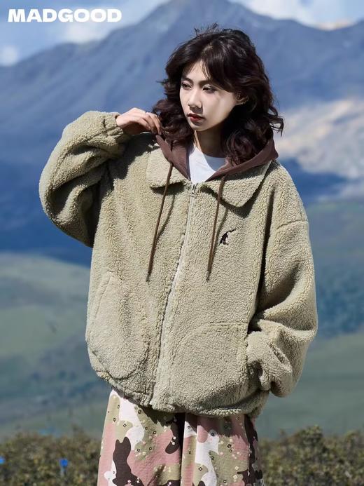 马得工地/MDGDWT244377/假两件连帽羊羔毛外套 商品图0