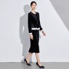IWY/黑色丝绒职业套装女法式赫本风秋季新款时尚显瘦长袖套裙通勤工装1024CS010 商品缩略图1