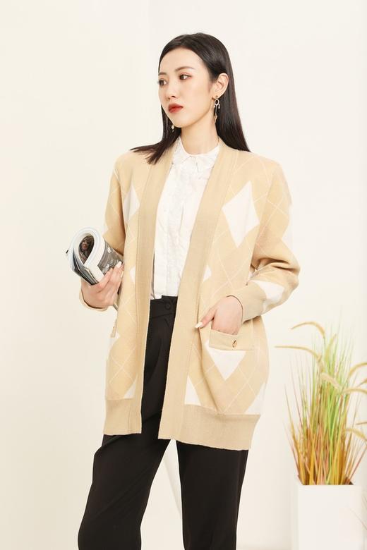 LNNNS 菱形格纹羊毛针织开衫 14684 商品图4