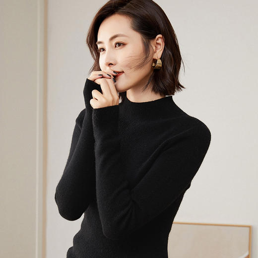 Avann100%羊毛一线抽条半高领306 商品图4