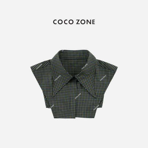 COCO ZONE 复古设计感格纹POLO领披肩CC1C2324 商品图1