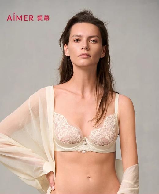 爱慕婚礼之夜内衣女3/4薄杯性感蕾丝红色大胸显小文胸 商品图0