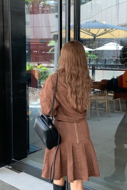 WHO KNOWS 棕红色吊带连衣裙外套套装 19345 商品图4