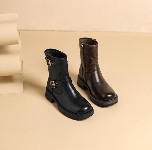 westory2024年秋冬新款英伦风厚底增高百搭马丁短靴女S24DS84661 商品图0