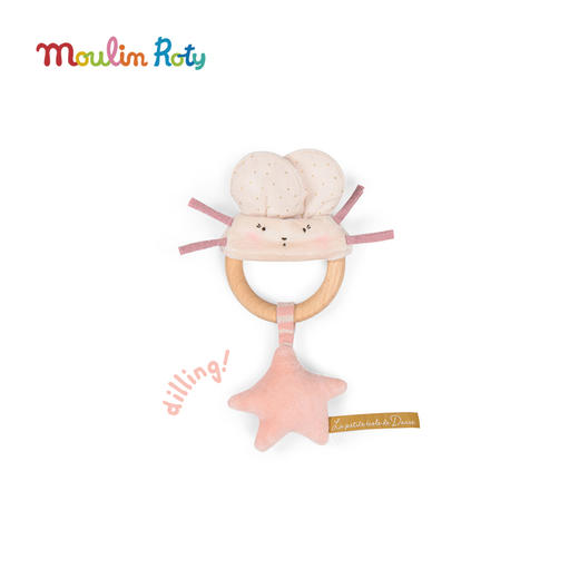 Moulin Roty 橘黄兔木环 手摇铃 适合0岁+ 可悬挂 三只邦尼兔系列 法国品牌-678009 商品图5