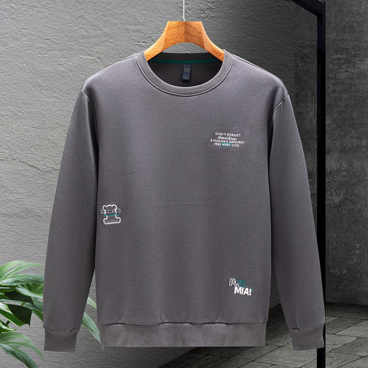 【7A抗菌含桑蚕丝】罗蒙春秋男装卫衣万针绣卫衣男士秋装上衣休闲百搭长袖T恤男 商品图3