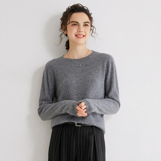 Avann阿曼衣无缝金丝平面圆领100%羊绒衫MY007- 商品图3