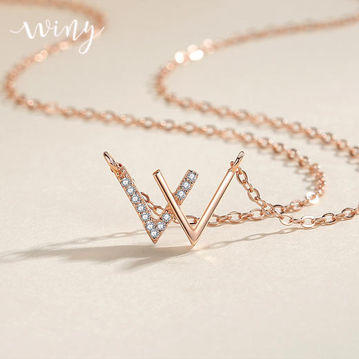 Winy925纯银简语项链玫瑰金色轻奢小众精致锁骨链送女友生日礼物 商品图2