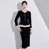 IWY/黑色丝绒职业套装女法式赫本风秋季新款时尚显瘦长袖套裙通勤工装1024CS010 商品缩略图2