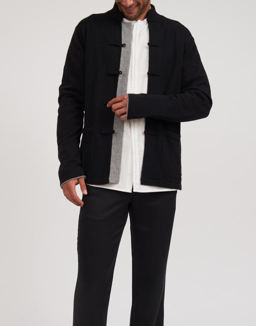 盛唐牡丹 |新中式男士针织羊绒衫（浅灰色） 商品图3