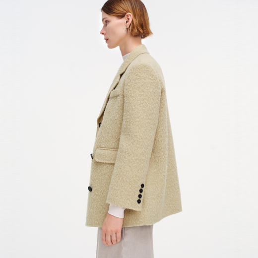 【舒系列】舒库羊驼毛毛呢西装女年秋冬中长款雅丹风气质外套 商品图3